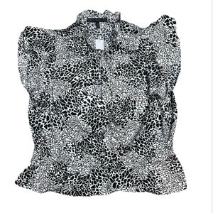 Women's White House Black Market Black/White Top Animal XL